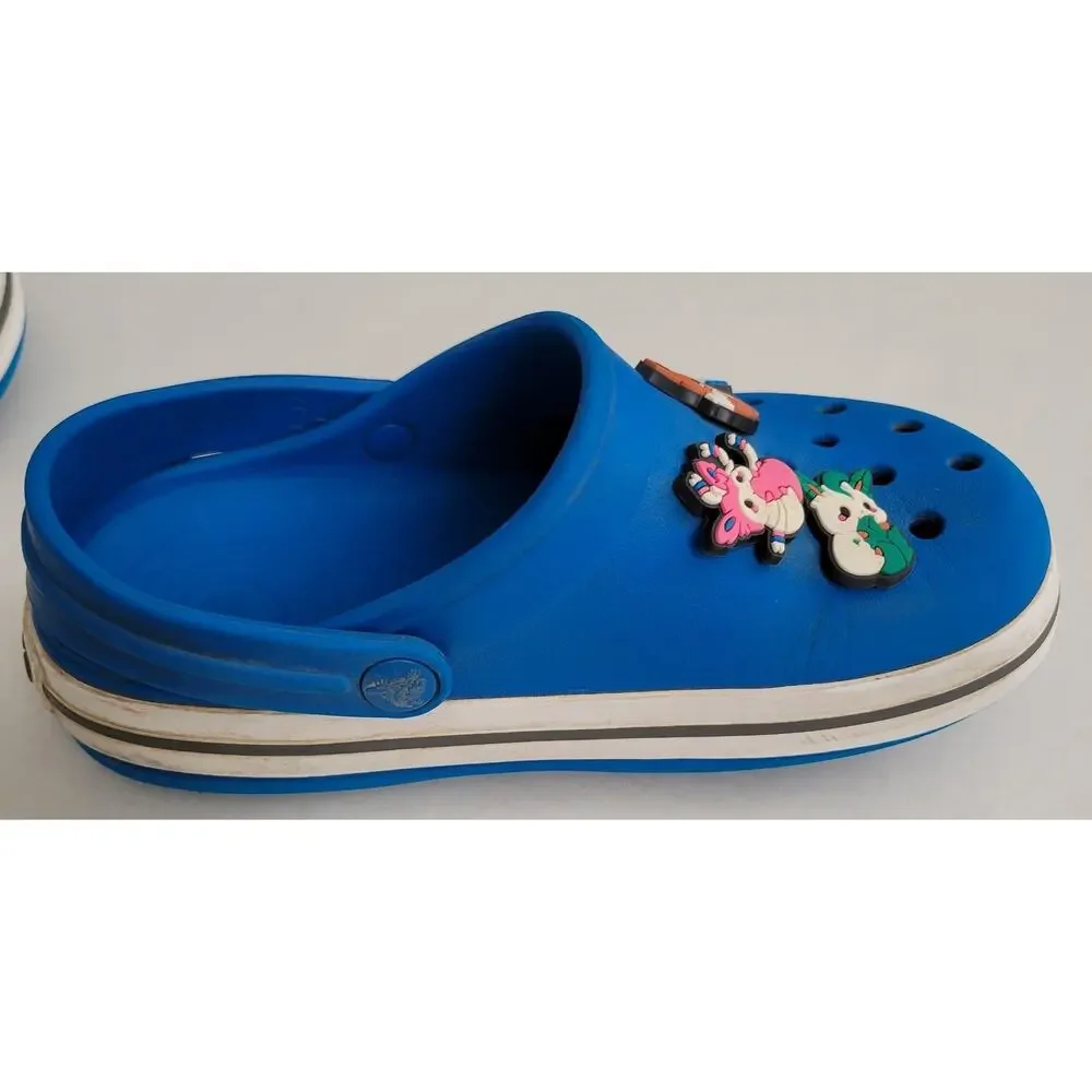CROCS Crocband Unisex Clogs Blue White Pokemon Jibbitz Eeve Naruto Anime Size J1